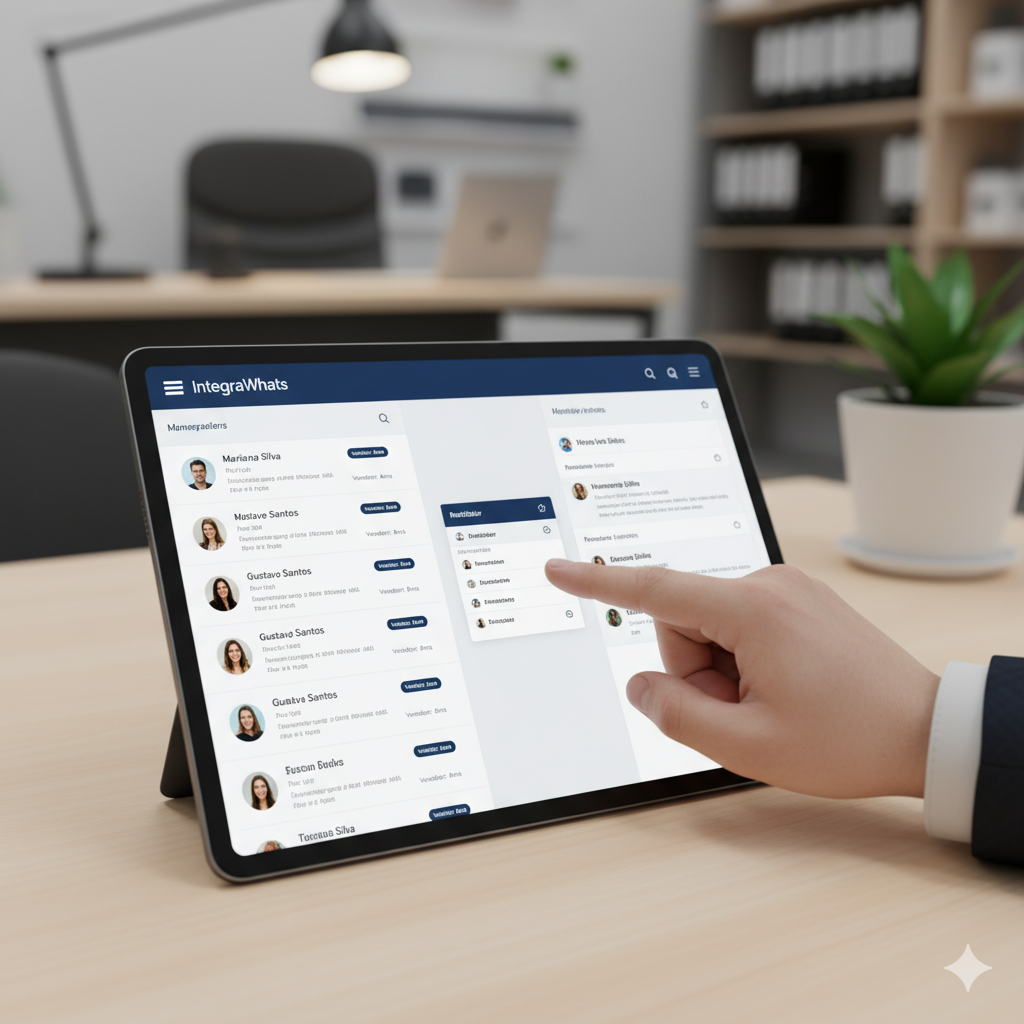 Painel da IntegraWhats mostrando a gestão de conversas por vendedor